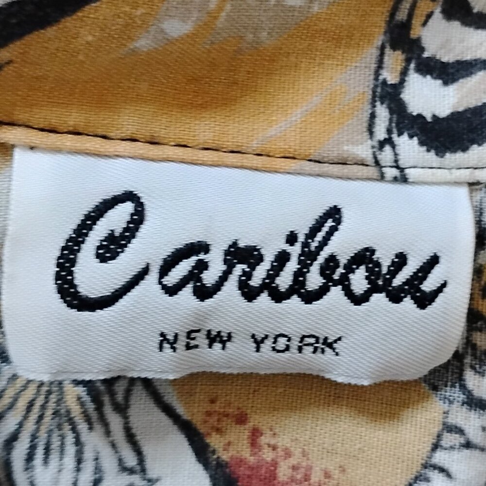 Vintage Caribou New York Safari Animals Zebra Lion Leopard Button Shirt - Picture 4 of 8